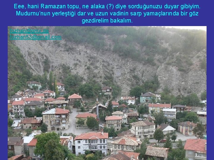 Eee, hani Ramazan topu, ne alaka (? ) diye sorduğunuzu duyar gibiyim. Mudurnu’nun yerleştiği