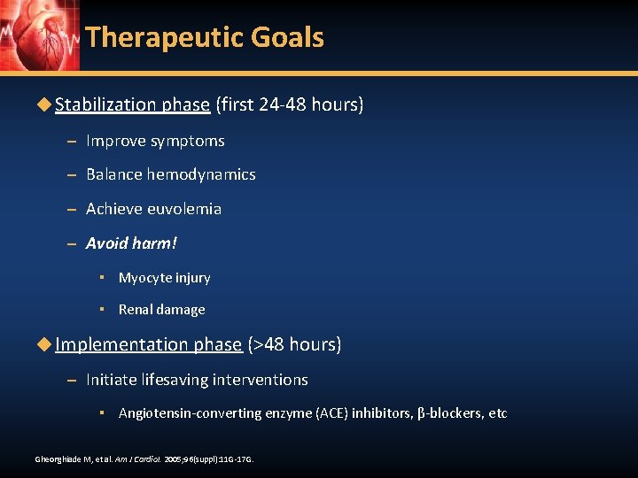 Therapeutic Goals ◆ Stabilization phase (first 24 -48 hours) – Improve symptoms – Balance