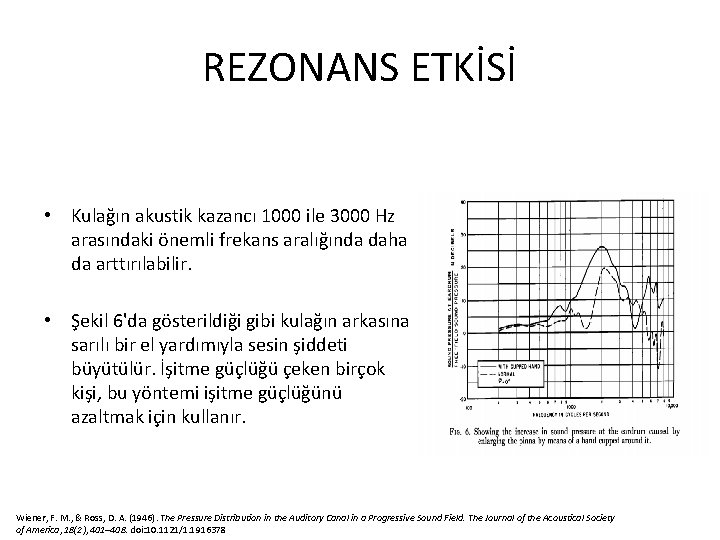 REZONANS ETKİSİ • Kulağın akustik kazancı 1000 ile 3000 Hz arasındaki önemli frekans aralığında