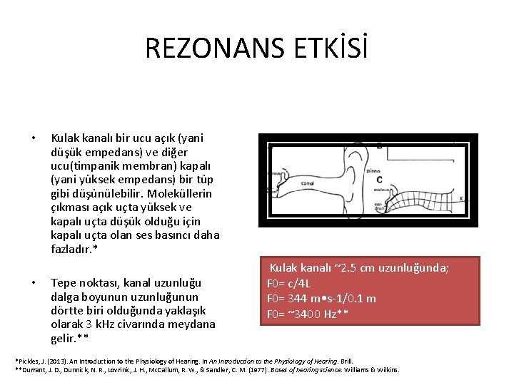 REZONANS ETKİSİ • • Kulak kanalı bir ucu açık (yani düşük empedans) ve diğer