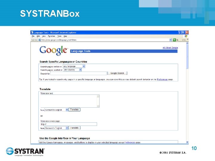 SYSTRANBox 10 © 2005 SYSTRAN S. A. 