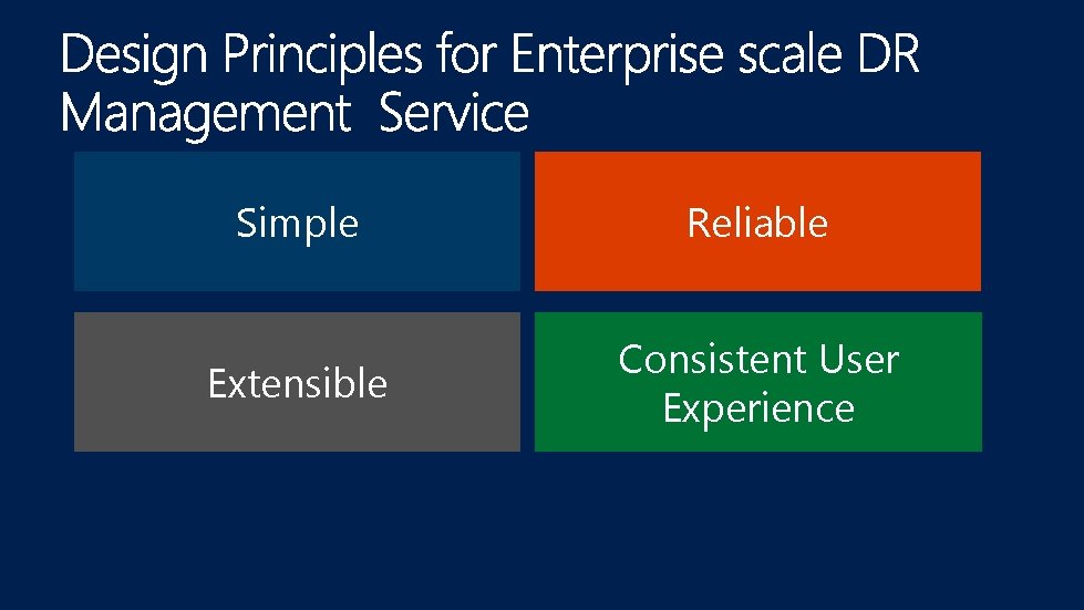 Simple Reliable Extensible Consistent User Experience 