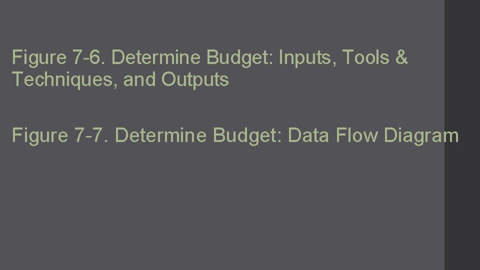 Figure 7 -6. Determine Budget: Inputs, Tools & Techniques, and Outputs Figure 7 -7.