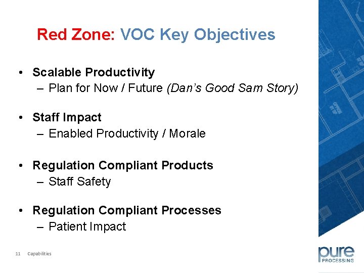 Red Zone: VOC Key Objectives • Scalable Productivity – Plan for Now / Future