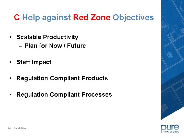 C Help against Red Zone Objectives • Scalable Productivity – Plan for Now /