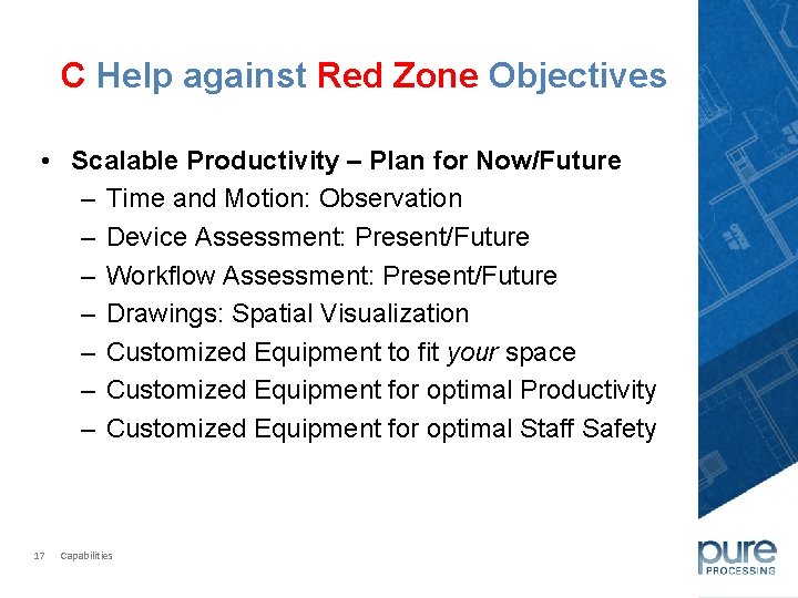 C Help against Red Zone Objectives • Scalable Productivity – Plan for Now/Future –