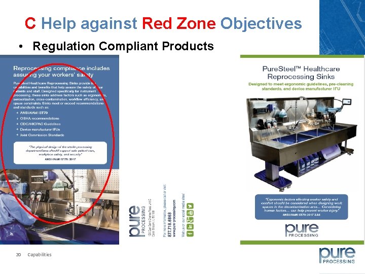 C Help against Red Zone Objectives • Regulation Compliant Products 20 Capabilities 