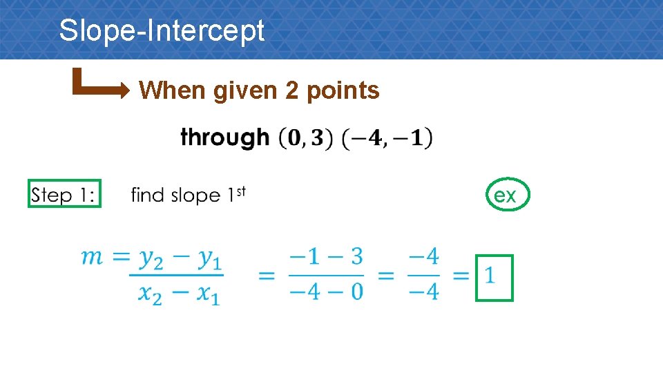 Slope-Intercept When given 2 points • ex 