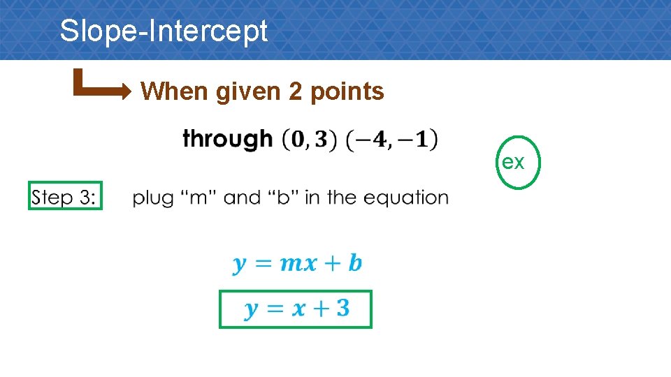 Slope-Intercept When given 2 points • ex 
