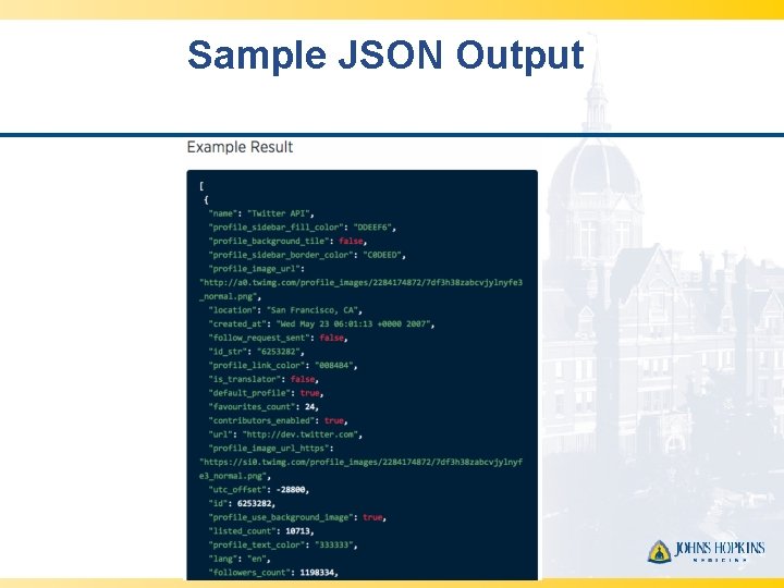 Sample JSON Output 