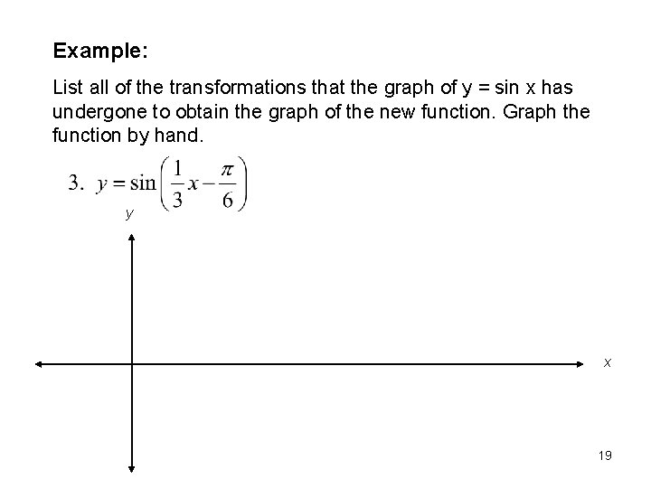 Example: List all of the transformations that the graph of y = sin x