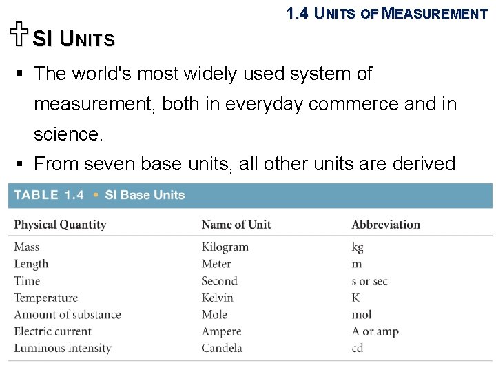 USI UNITS 1. 4 UNITS OF MEASUREMENT § The world's most widely used system