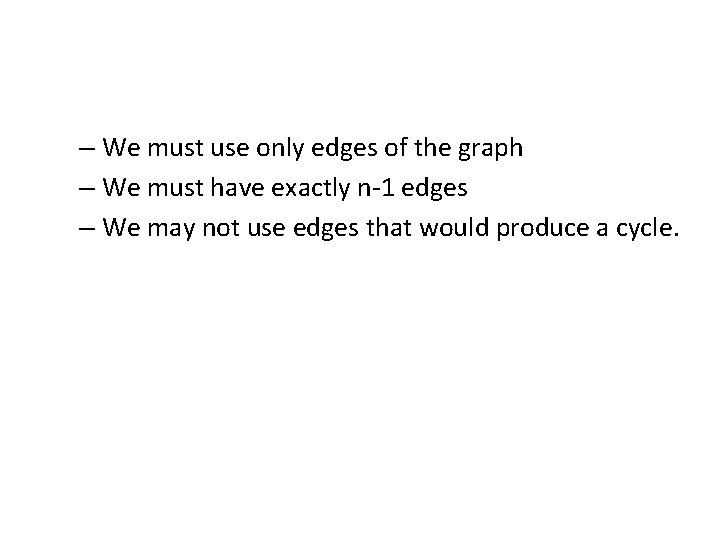 – We must use only edges of the graph – We must have exactly