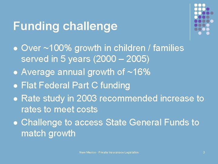 Funding challenge l l l Over ~100% growth in children / families served in