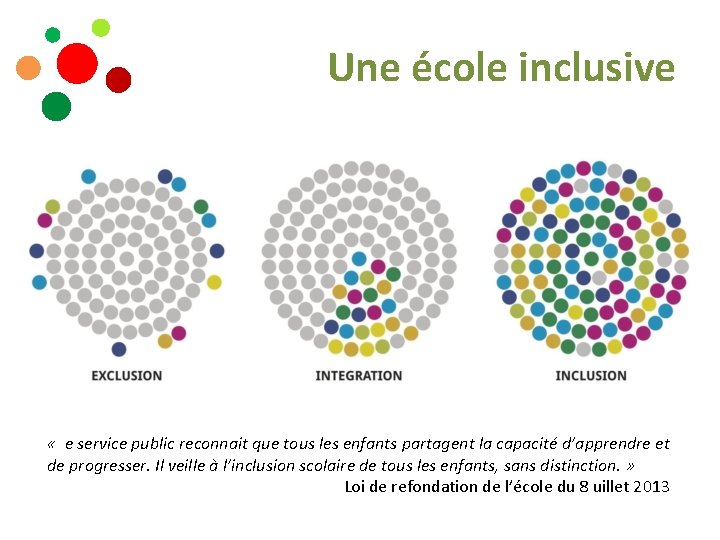 Une école inclusive « e service public reconnait que tous les enfants partagent la