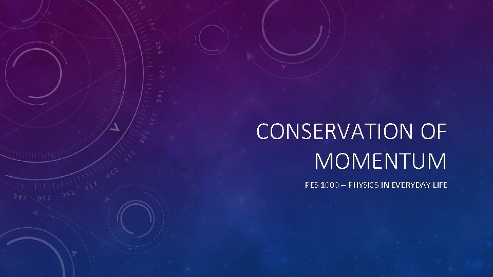 CONSERVATION OF MOMENTUM PES 1000 – PHYSICS IN EVERYDAY LIFE 