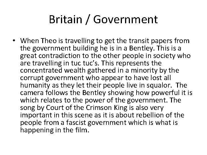 Britain / Government • When Theo is travelling to get the transit papers from