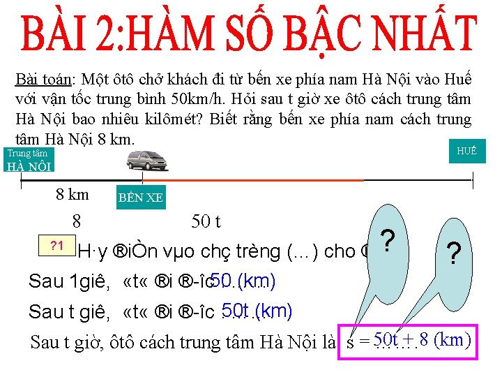 Bài toán: Một ôtô chở khách đi từ bến xe phía nam Hà Nội