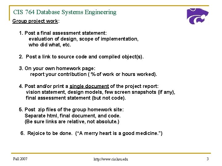 CIS 764 Database Systems Engineering L 16 Final