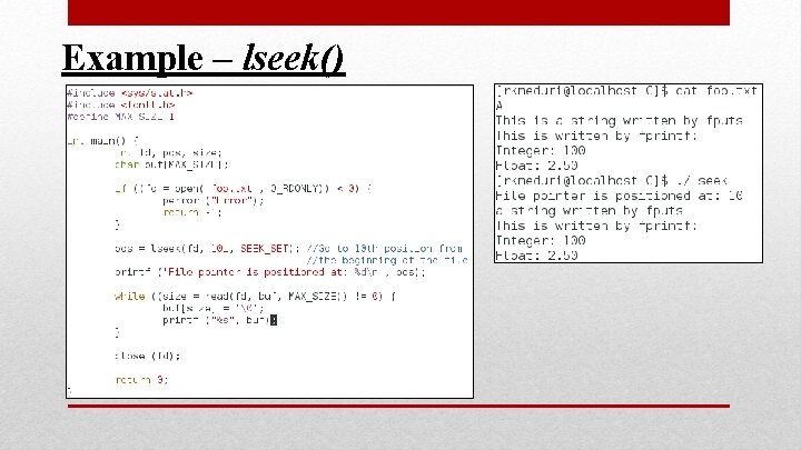 Example – lseek() Example – lseek()