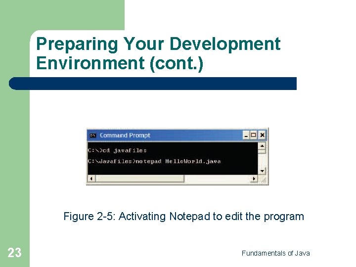 Preparing Your Development Environment (cont. ) Figure 2 -5: Activating Notepad to edit the