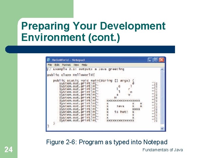 Preparing Your Development Environment (cont. ) 24 Figure 2 -6: Program as typed into