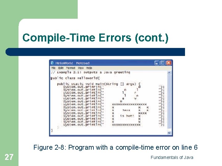 Compile-Time Errors (cont. ) Figure 2 -8: Program with a compile-time error on line