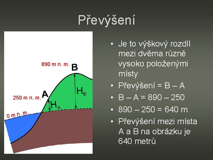 Převýšení 890 m n. m. 250 m n. m. 0 mn • Je to