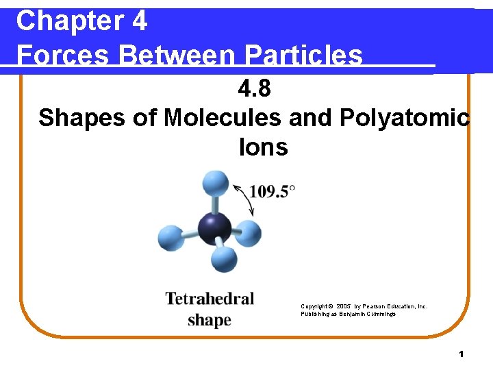 Chapter 4 Forces Between Particles 4. 8 Shapes of Molecules and Polyatomic Ions Copyright