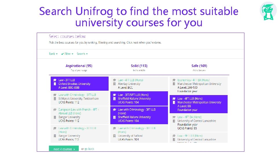 Search Unifrog to find the most suitable university courses for you 