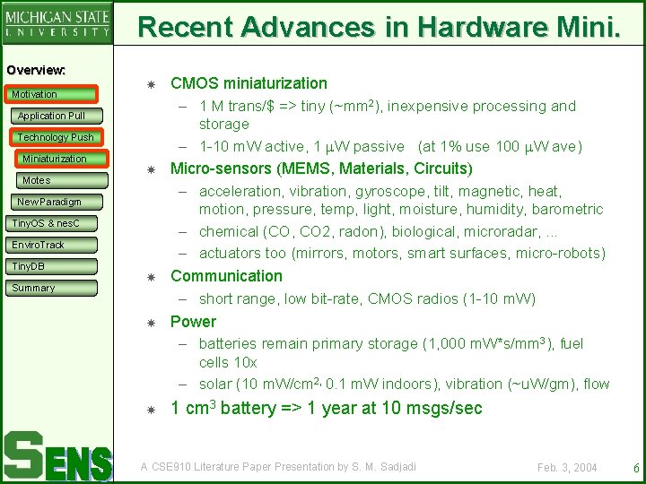 Recent Advances in Hardware Mini. Overview: Motivation Application Pull storage – 1 -10 m.