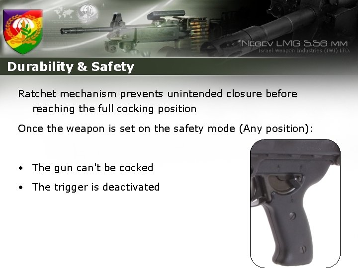 Durability & Safety Ratchet mechanism prevents unintended closure before reaching the full cocking position