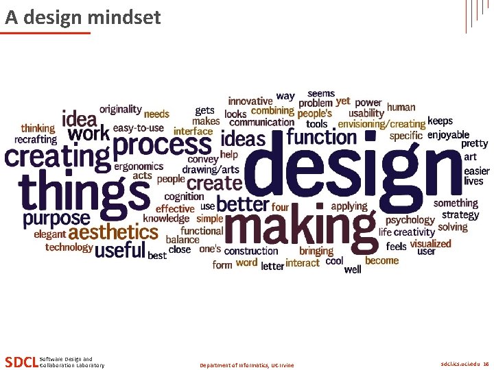 A design mindset SDCL Software Design and Collaboration Laboratory Department of Informatics, UC Irvine