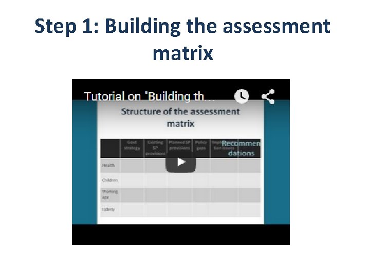 Step 1: Building the assessment matrix 