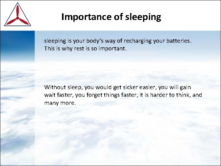 Importance of sleeping is your body’s way of recharging your batteries. This is why Importance of sleeping is your body’s way of recharging your batteries. This is why