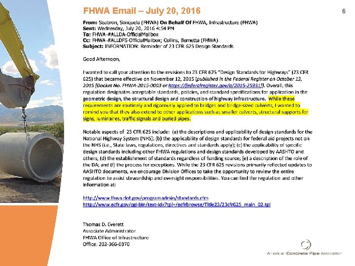 FHWA Email – July 20, 2016 6 