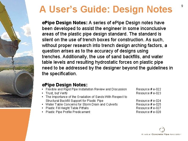 A User’s Guide: Design Notes e. Pipe Design Notes: A series of e. Pipe