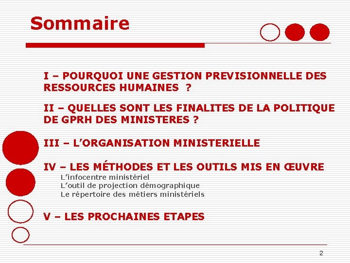 Sommaire I – POURQUOI UNE GESTION PREVISIONNELLE DES RESSOURCES HUMAINES ? II – QUELLES