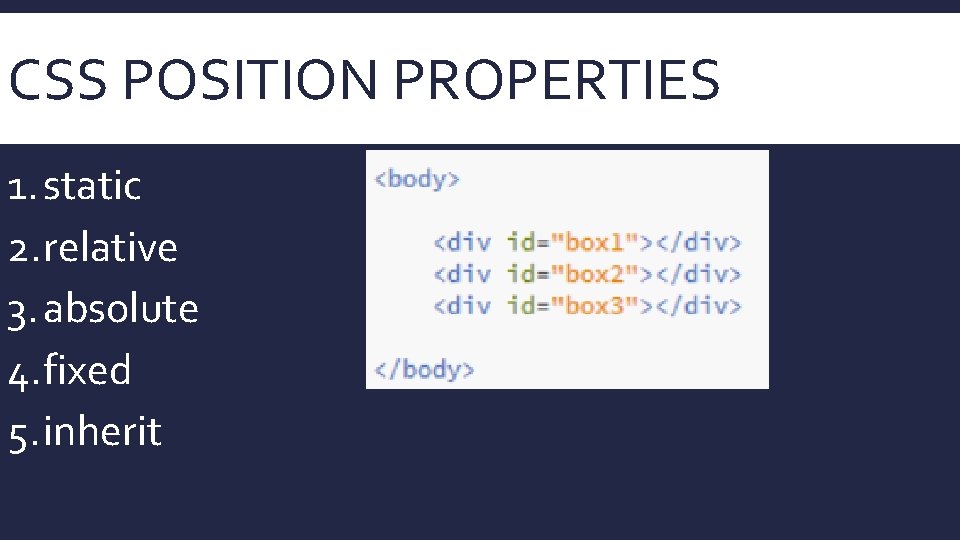 POSITIONING POSITIONING TOP BOTTOM ELEMENT RIGHT Elements have