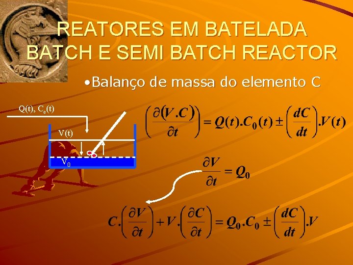 REATORES EM BATELADA BATCH E SEMI BATCH REACTOR • Balanço de massa do elemento