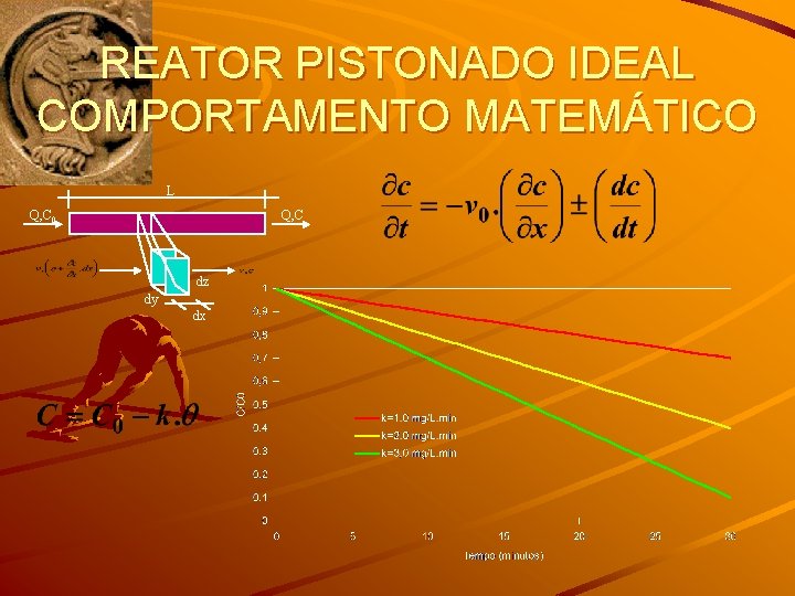REATOR PISTONADO IDEAL COMPORTAMENTO MATEMÁTICO L Q, C 0 Q, C dz dy dx