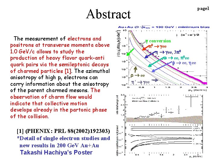 page 1 Abstract The measurement of electrons and positrons at transverse momenta above 1.