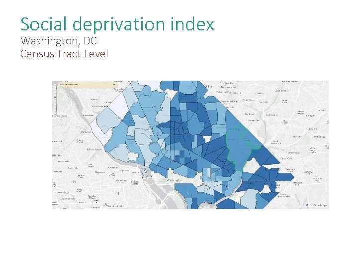 Social deprivation index Washington, DC Census Tract Level 26 
