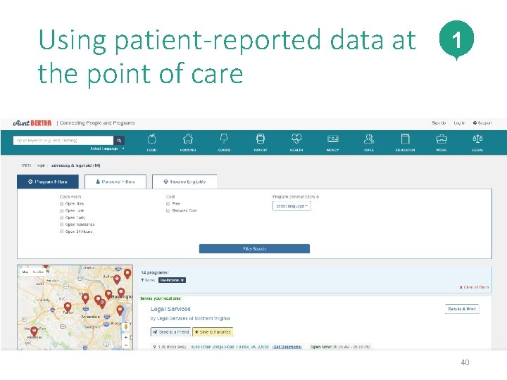Using patient-reported data at the point of care 1 40 40 