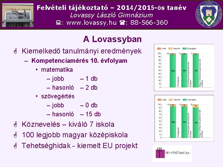 Felvételi tájékoztató – 2014/2015 -ös tanév Lovassy László Gimnázium : www. lovassy. hu :