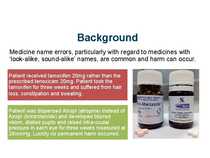 Background Medicine name errors, particularly with regard to medicines with ‘look-alike, sound-alike’ names, are