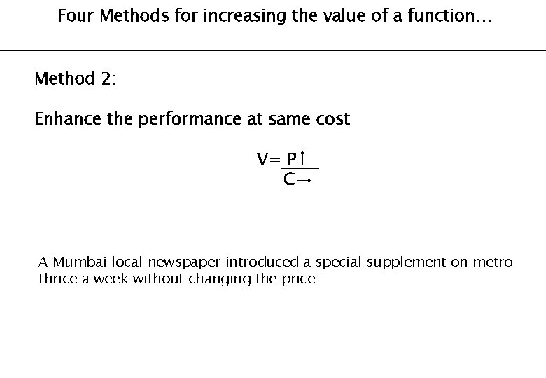 Four Methods for increasing the value of a function… Method 2: Enhance the performance