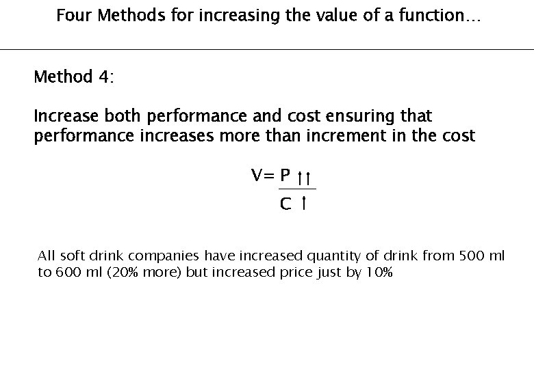 Four Methods for increasing the value of a function… Method 4: Increase both performance