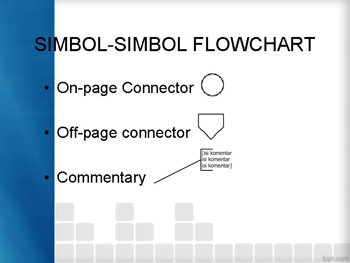 SIMBOL-SIMBOL FLOWCHART • On-page Connector • Off-page connector • Commentary 