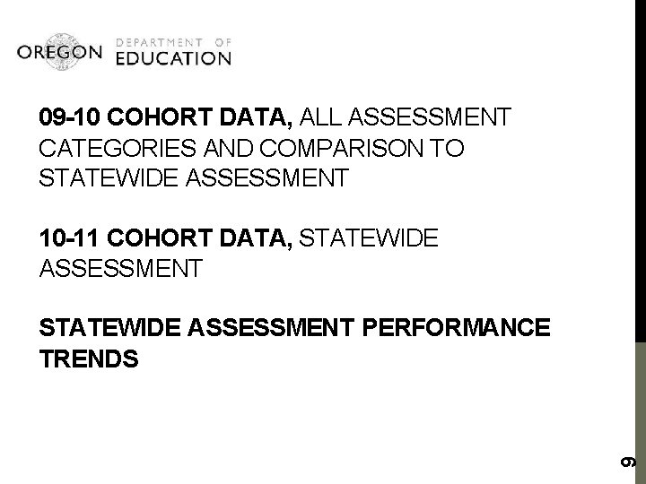 09 -10 COHORT DATA, ALL ASSESSMENT CATEGORIES AND COMPARISON TO STATEWIDE ASSESSMENT 10 -11